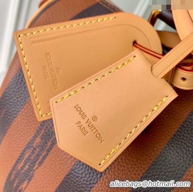 Top Quality Louis Vuitton Speedy P9 Bandouliere 30 Bag in Stripe Calf Leather M14064 Brown 2025