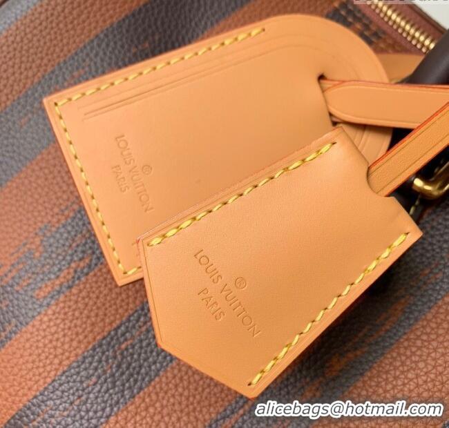 Top Quality Louis Vuitton Speedy P9 Bandouliere 40 Bag in Stripe Calf Leather M24438 Brown 2025