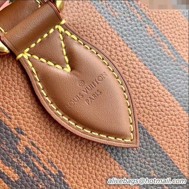 Top Quality Louis Vuitton Speedy P9 Bandouliere 40 Bag in Stripe Calf Leather M24438 Brown 2025