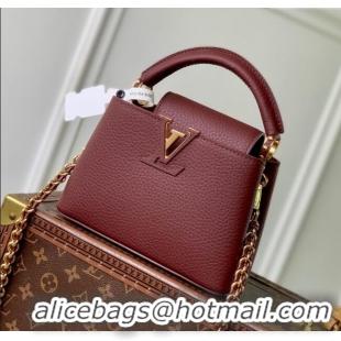 Grade Design Louis Vuitton Capucines Mini Bag in Taurillon Leather M25893 Burgundy 2025