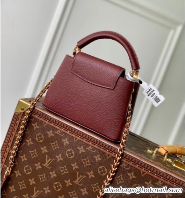 Grade Design Louis Vuitton Capucines Mini Bag in Taurillon Leather M25893 Burgundy 2025