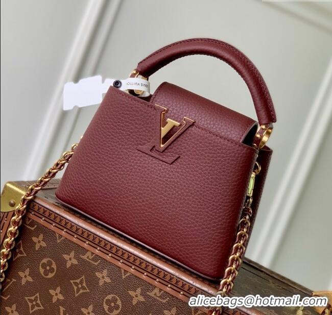 Grade Design Louis Vuitton Capucines Mini Bag in Taurillon Leather M25893 Burgundy 2025