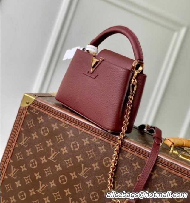 Grade Design Louis Vuitton Capucines Mini Bag in Taurillon Leather M25893 Burgundy 2025