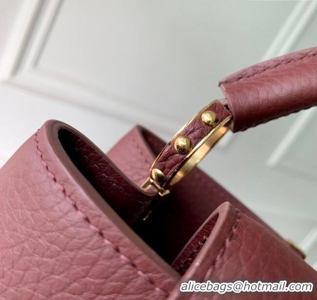 Grade Design Louis Vuitton Capucines Mini Bag in Taurillon Leather M25893 Burgundy 2025