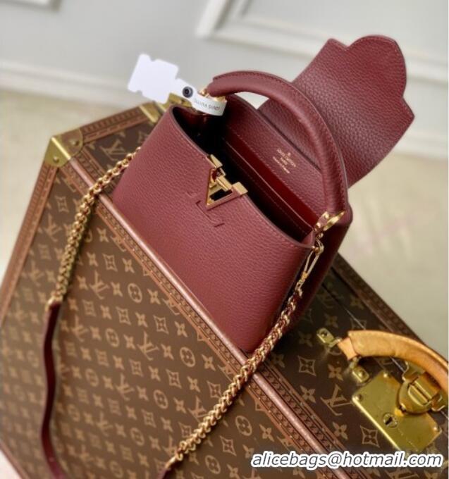 Grade Design Louis Vuitton Capucines Mini Bag in Taurillon Leather M25893 Burgundy 2025