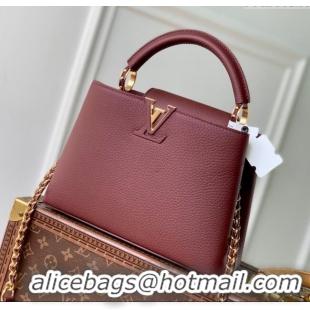 Top Quality Louis Vuitton Capucines BB Bag in Taurillon Leather M25893 Burgundy 2025