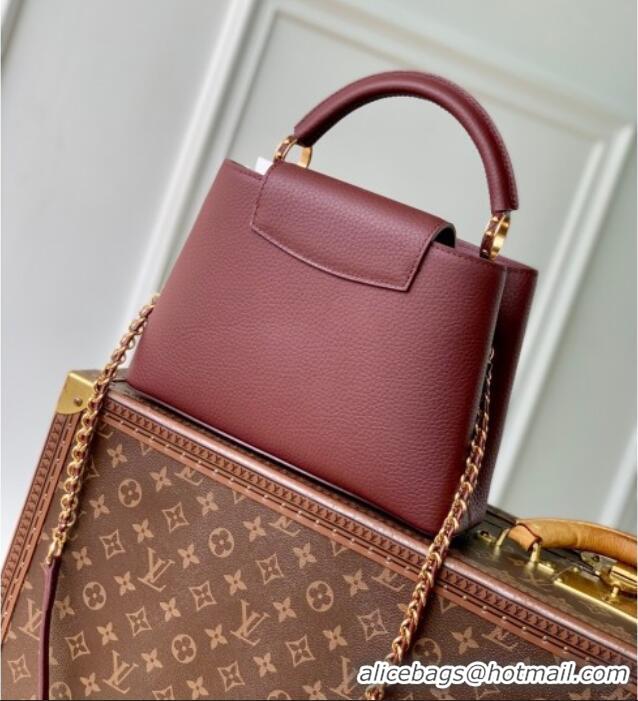 Top Quality Louis Vuitton Capucines BB Bag in Taurillon Leather M25893 Burgundy 2025