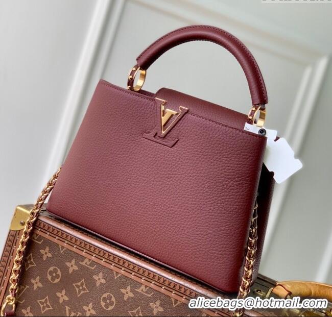 Top Quality Louis Vuitton Capucines BB Bag in Taurillon Leather M25893 Burgundy 2025
