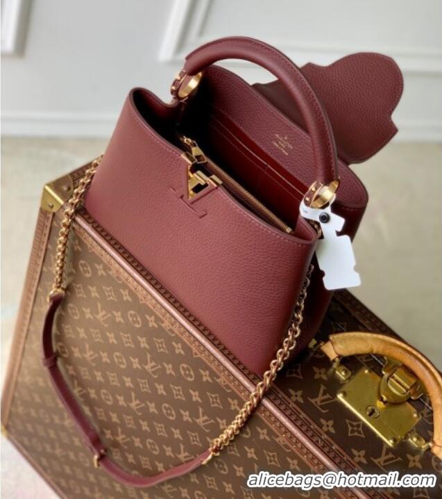 Top Quality Louis Vuitton Capucines BB Bag in Taurillon Leather M25893 Burgundy 2025