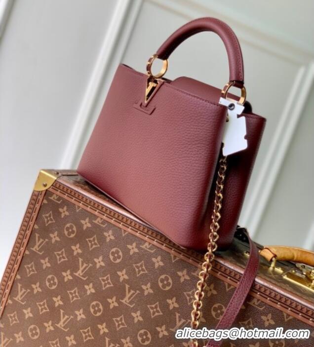 Top Quality Louis Vuitton Capucines BB Bag in Taurillon Leather M25893 Burgundy 2025