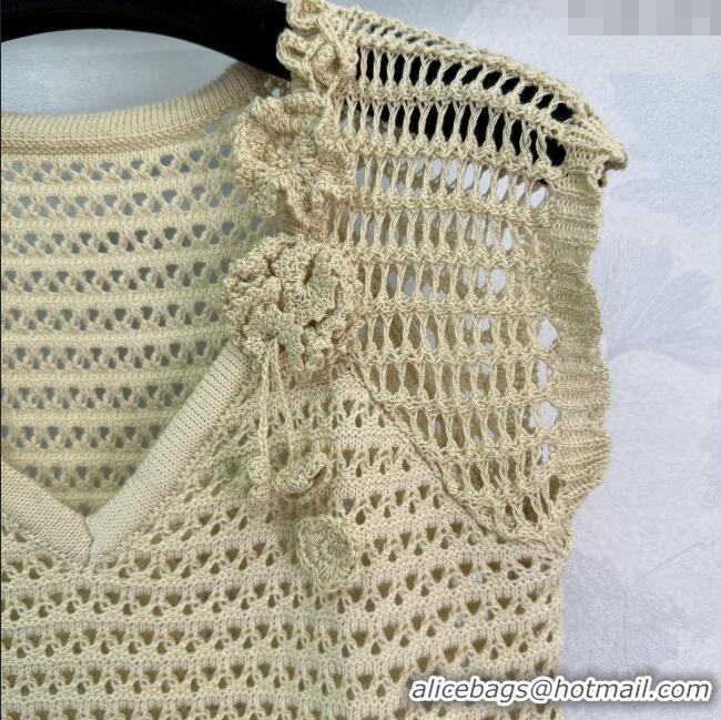 Best Price Chanel Wool Blend Crochet Dress 0716 Beige 2025