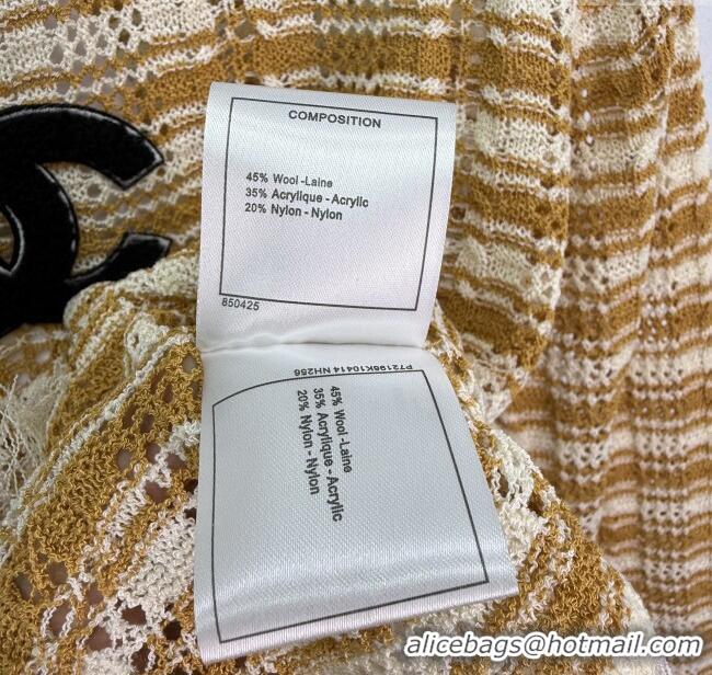 ​Best Quality Chanel Wool Blend Sweater with Fringe 0716 Brown 2025