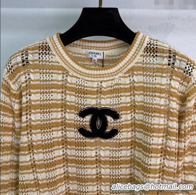 ​Best Quality Chanel Wool Blend Sweater with Fringe 0716 Brown 2025