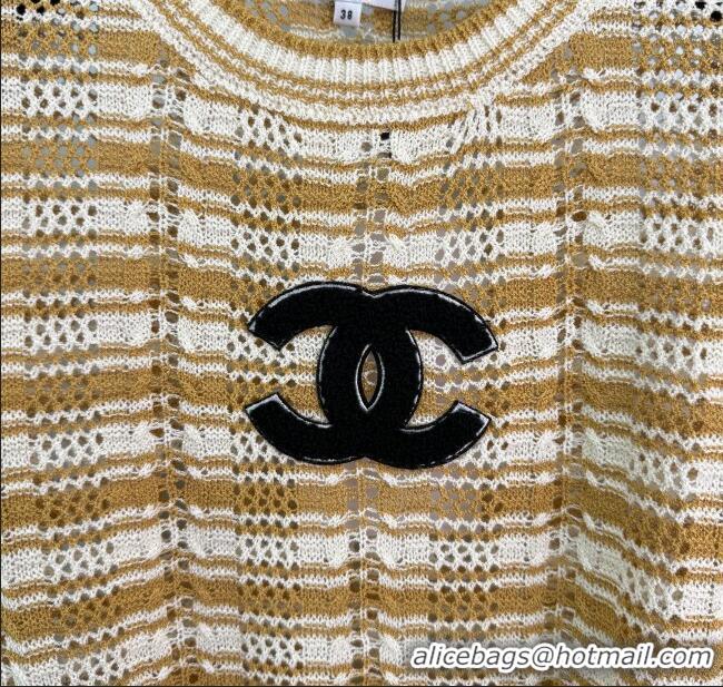 ​Best Quality Chanel Wool Blend Sweater with Fringe 0716 Brown 2025