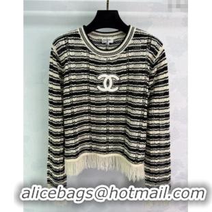 ​Best Price Chanel Wool Blend Sweater with Fringe 0716 Black 2025