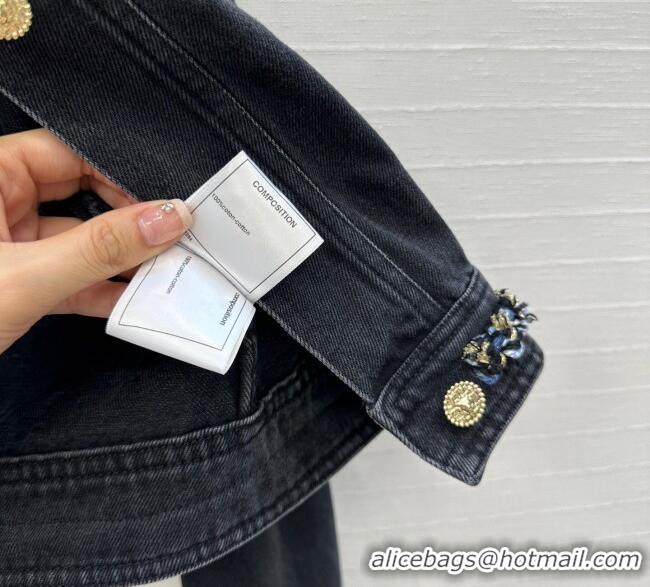 Best Price Chanel Denim Jacket with Braided Trim 0717 Black 2025