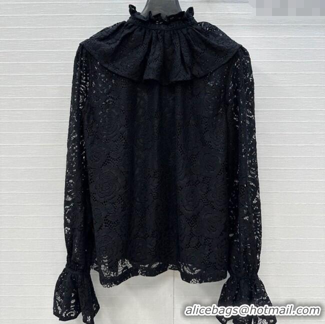 Most Popular Chanel Lace Shirt 0717 Black 2025