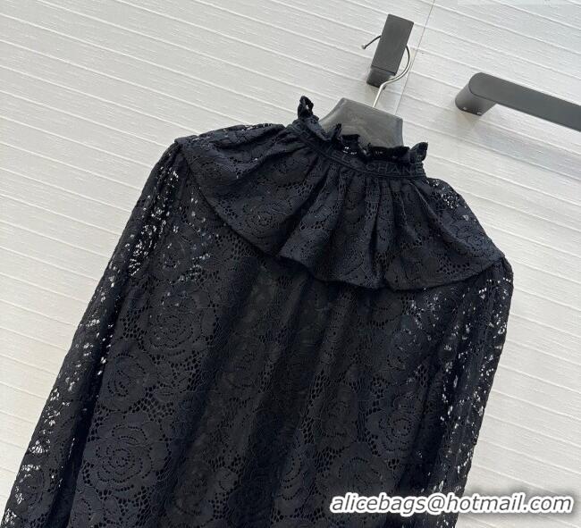 Most Popular Chanel Lace Shirt 0717 Black 2025