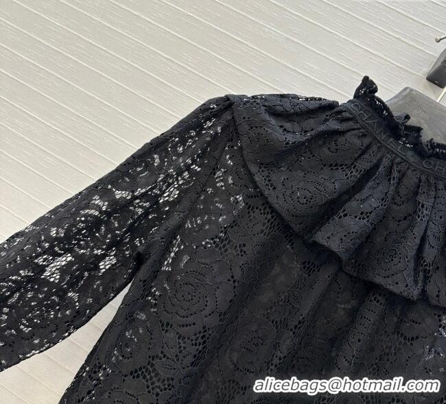 Most Popular Chanel Lace Shirt 0717 Black 2025