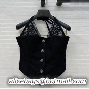 Reasonable Price Chanel Lace and Tweed Vest 0717 Black 2025