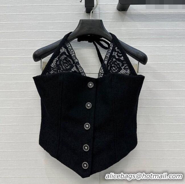 Reasonable Price Chanel Lace and Tweed Vest 0717 Black 2025