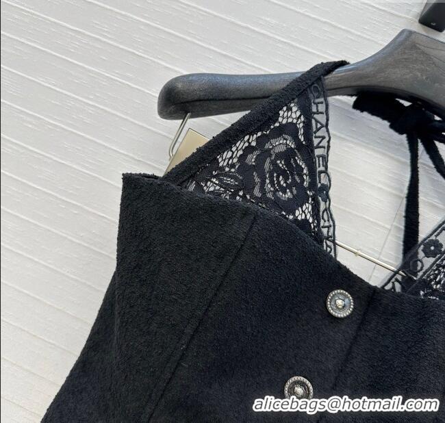 Reasonable Price Chanel Lace and Tweed Vest 0717 Black 2025