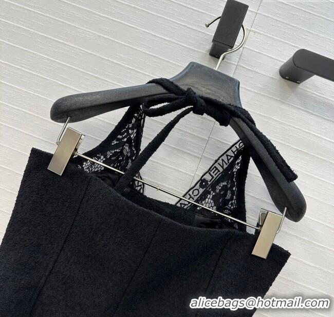 Reasonable Price Chanel Lace and Tweed Vest 0717 Black 2025