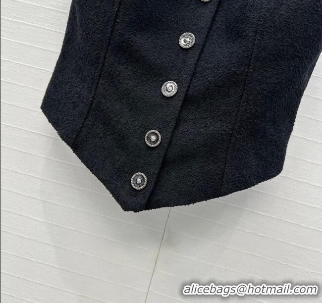 Reasonable Price Chanel Lace and Tweed Vest 0717 Black 2025