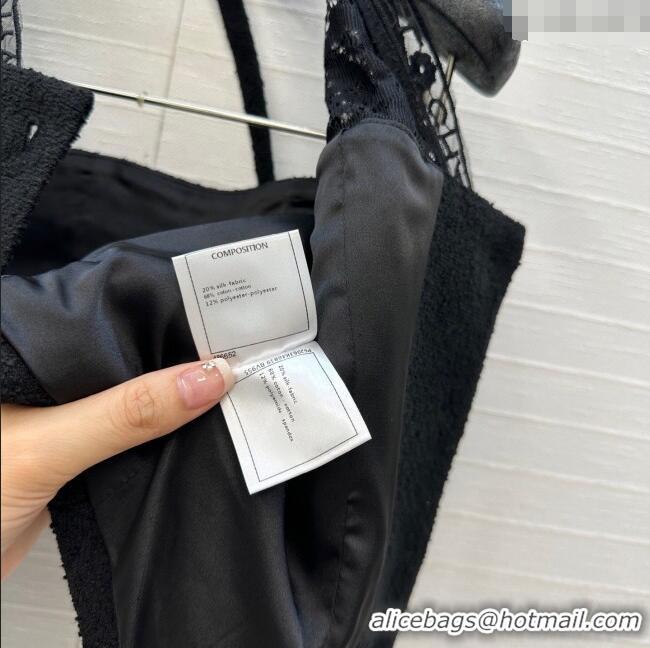 Reasonable Price Chanel Lace and Tweed Vest 0717 Black 2025