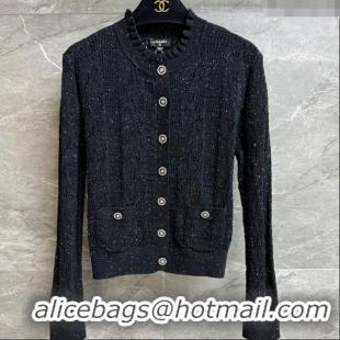 Buy Grade Chanel Cashmere Cardigan 0717 Black 2025