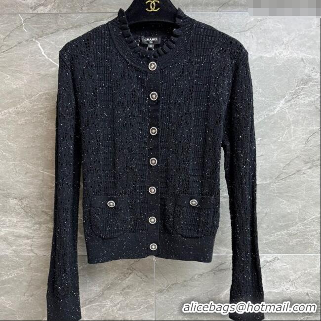 Buy Grade Chanel Cashmere Cardigan 0717 Black 2025