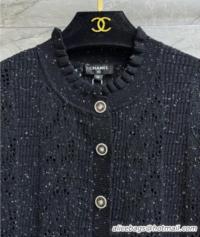 Buy Grade Chanel Cashmere Cardigan 0717 Black 2025