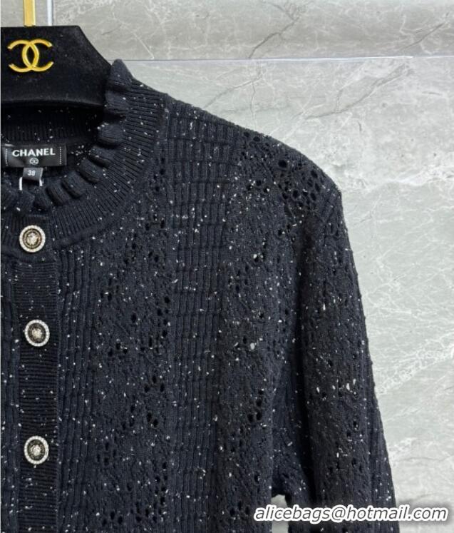 Buy Grade Chanel Cashmere Cardigan 0717 Black 2025