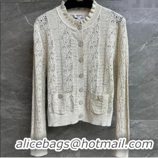 Luxury Cheap Chanel Cashmere Cardigan 0717 White 2025