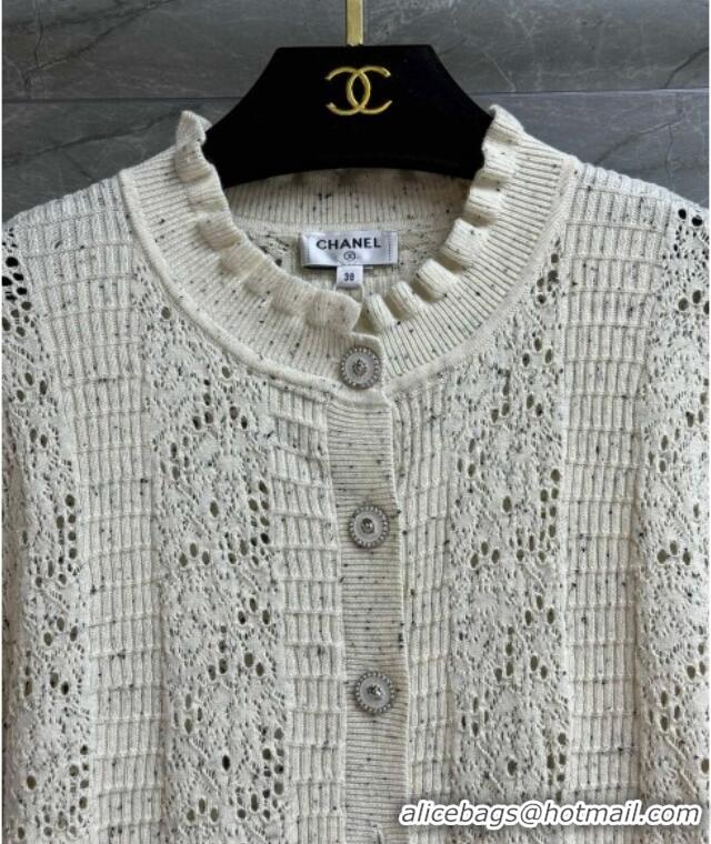 Luxury Cheap Chanel Cashmere Cardigan 0717 White 2025