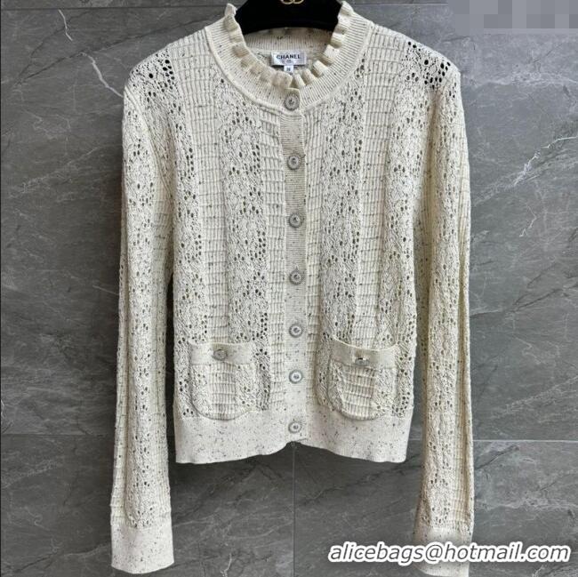 Luxury Cheap Chanel Cashmere Cardigan 0717 White 2025