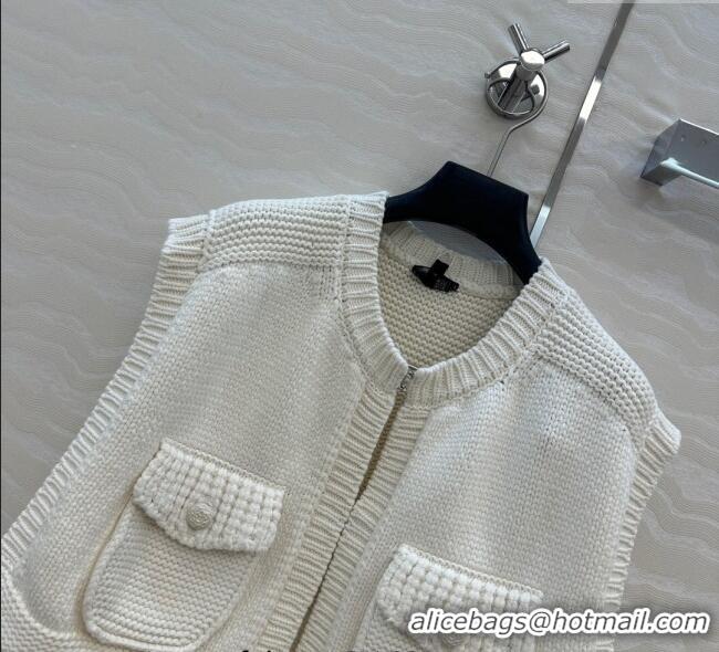 Super Quality Chanel Knit Short Vest 0717 White 2025