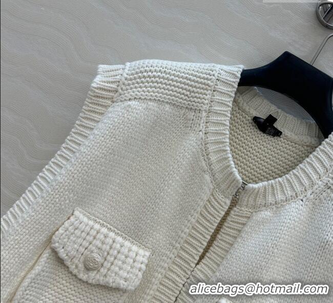 Super Quality Chanel Knit Short Vest 0717 White 2025
