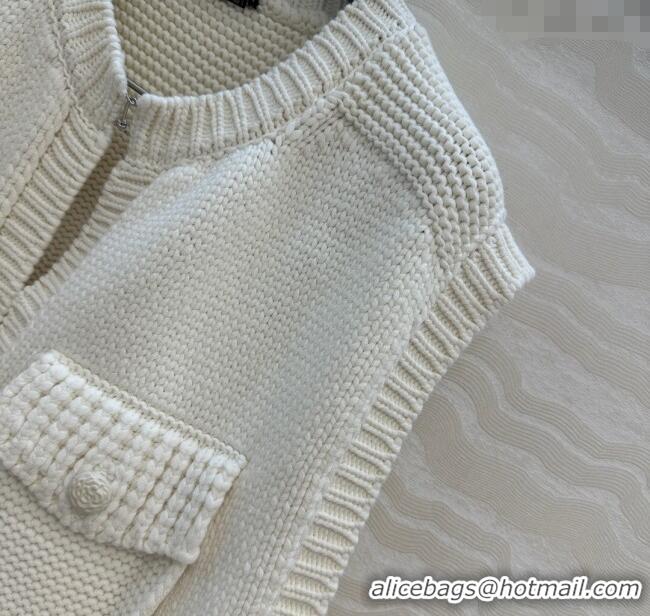 Super Quality Chanel Knit Short Vest 0717 White 2025