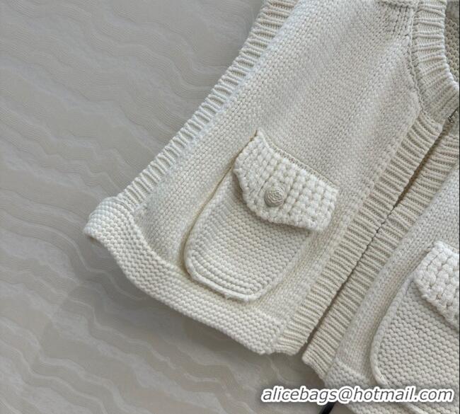 Super Quality Chanel Knit Short Vest 0717 White 2025