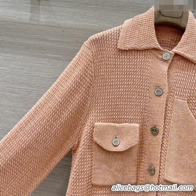 Inexpensive Chanel Knit Cardigan CH072502 Orange Pink 2025