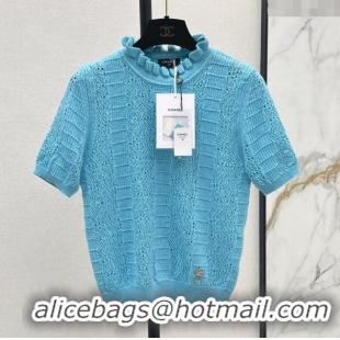​Super Quality Chanel Knit Top CH072412 Blue 2025