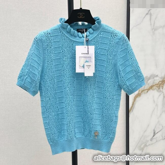 ​Super Quality Chanel Knit Top CH072412 Blue 2025