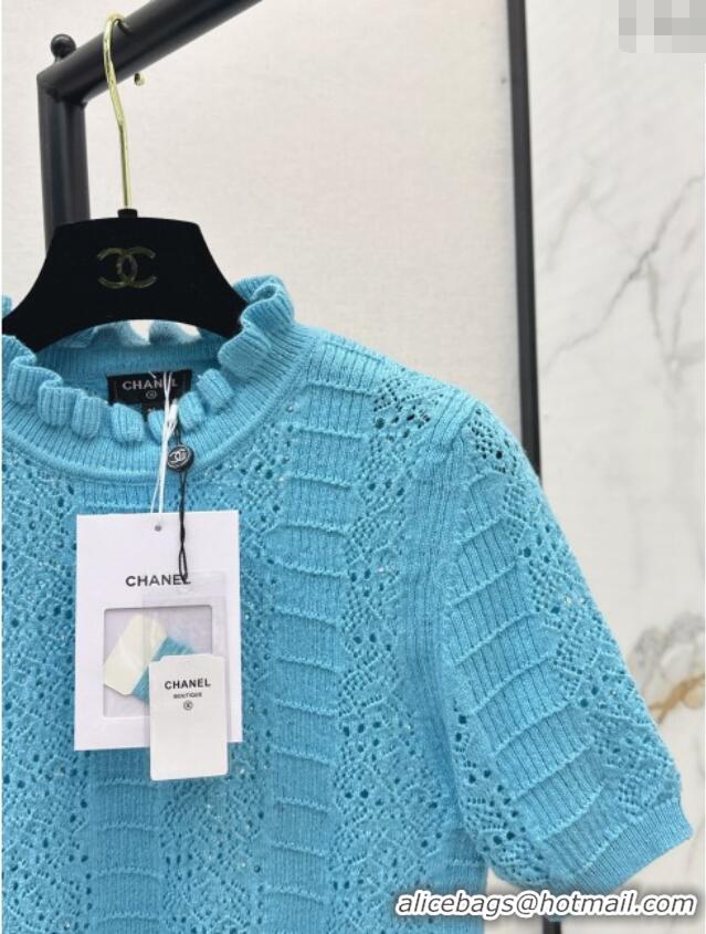 ​Super Quality Chanel Knit Top CH072412 Blue 2025