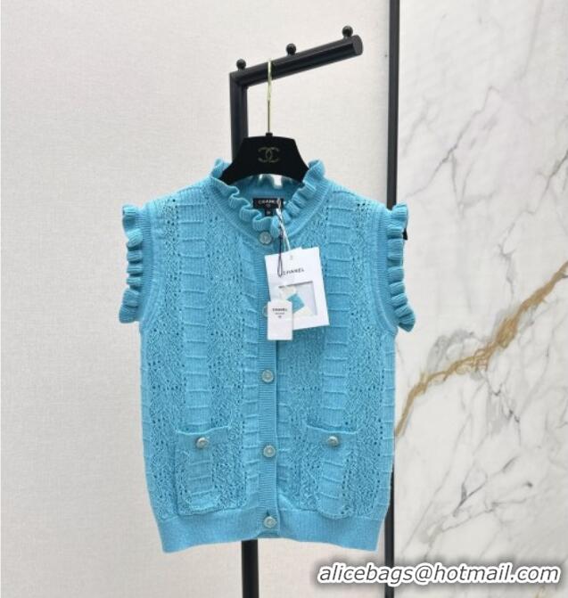 Best Product Chanel Sleeveless Cardigan CH072515 Blue 2025