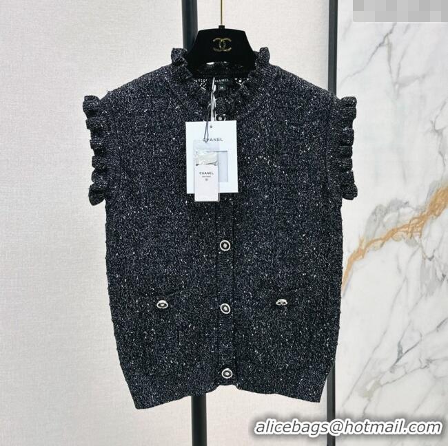 Famous Brand Chanel Sleeveless Cardigan CH072516 Black 2025