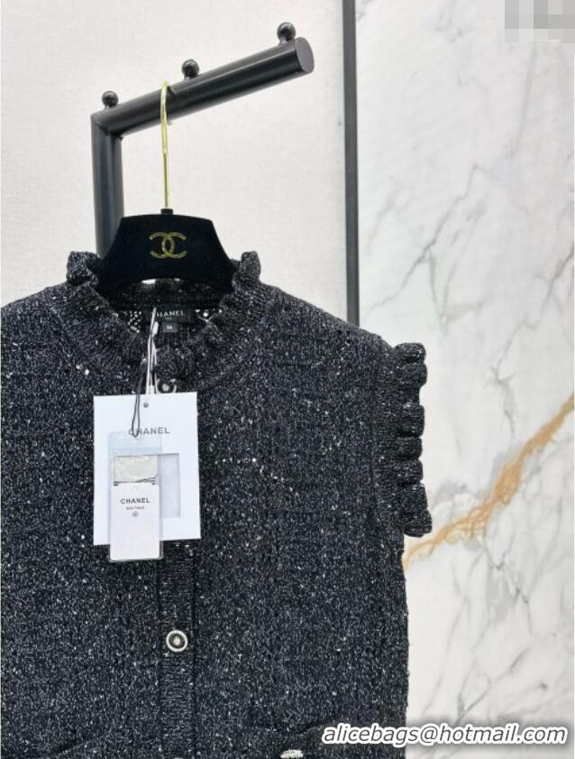 Famous Brand Chanel Sleeveless Cardigan CH072516 Black 2025