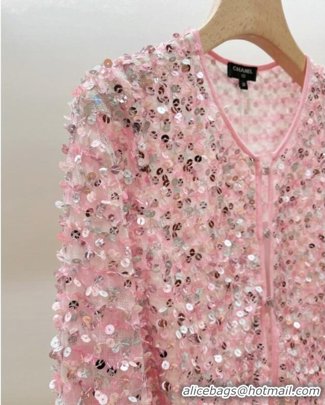 Top Quality Chanel Sequin Cardigan CH072524 Pink 2025