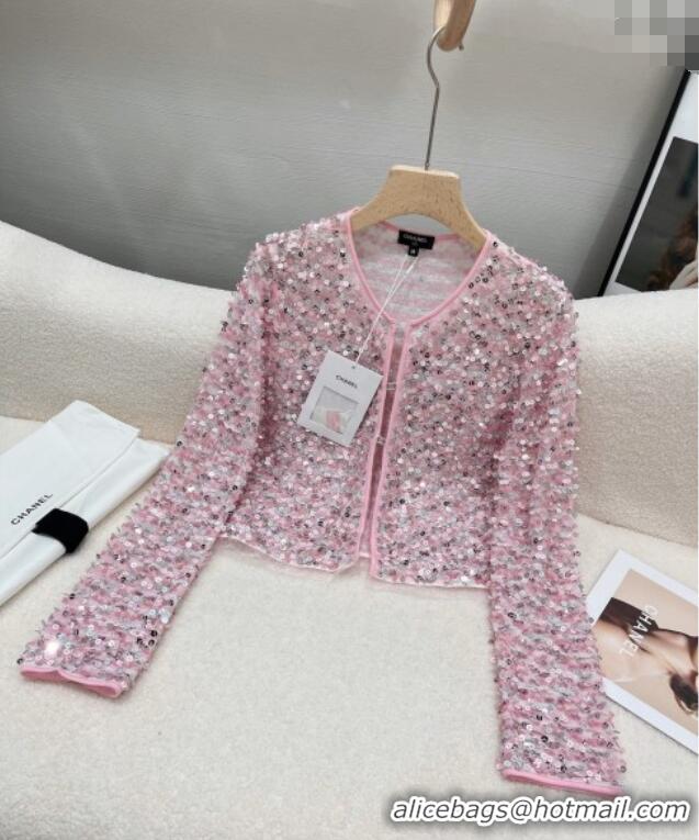 Top Quality Chanel Sequin Cardigan CH072524 Pink 2025