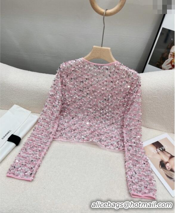 Top Quality Chanel Sequin Cardigan CH072524 Pink 2025